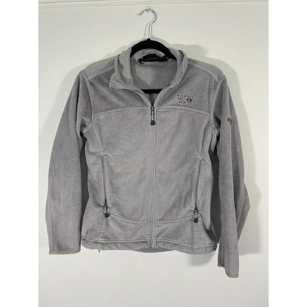 Mountain Hardwear‎ Womens Jacket Size Small Gray Pyxis Fleece Full Zip Mock Neck
